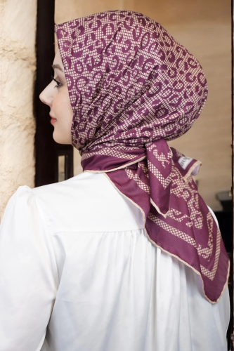 Leopar Desen Eşarp Pamuk Soft - Bordo