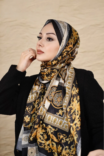 Beyrut Model Retro Şal - Siyah Gold
