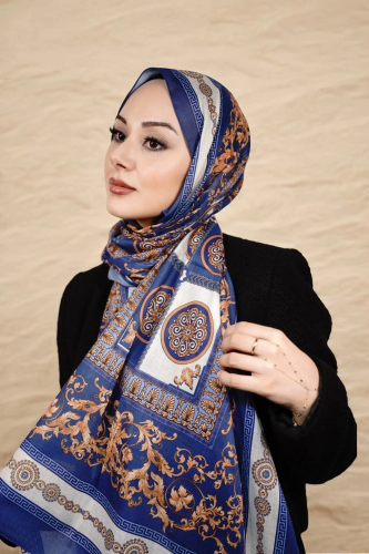 Beyrut Model Retro Şal - Lacivert