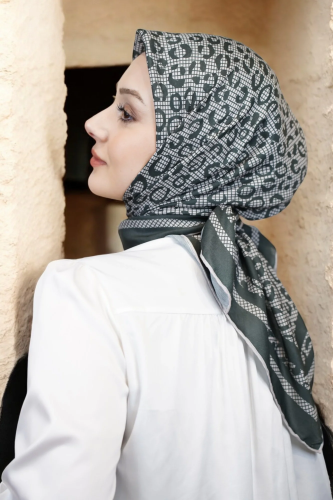 Leopar Desen Eşarp Pamuk Soft - Siyah