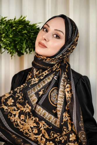 Beyrut Model Retro Şal - Koyu Siyah
