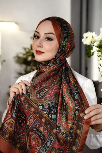 Kapadokya Model Retro Şal - Kiremit Kırmızı