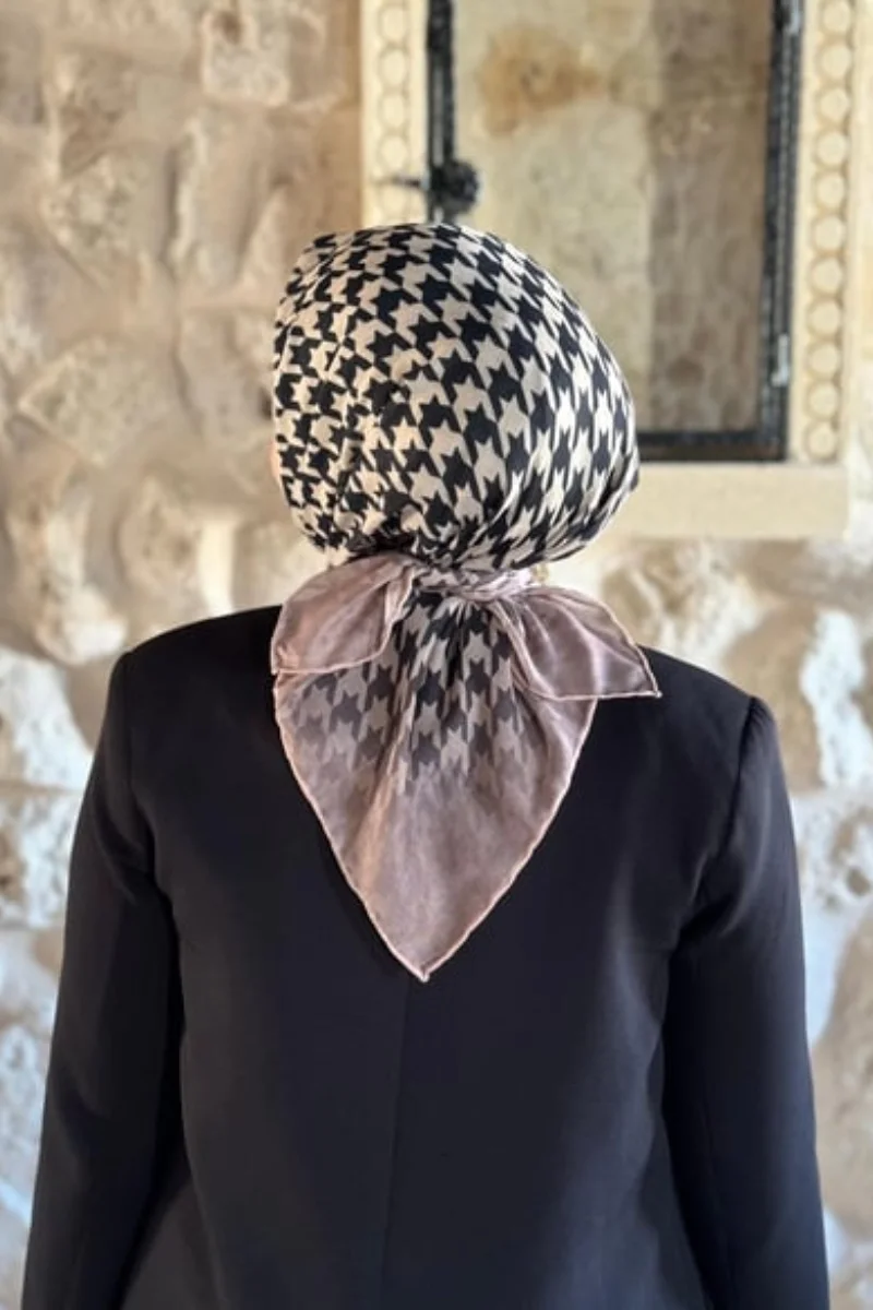Kazayağı Desen Eşarp Pamuk Soft - Bej
