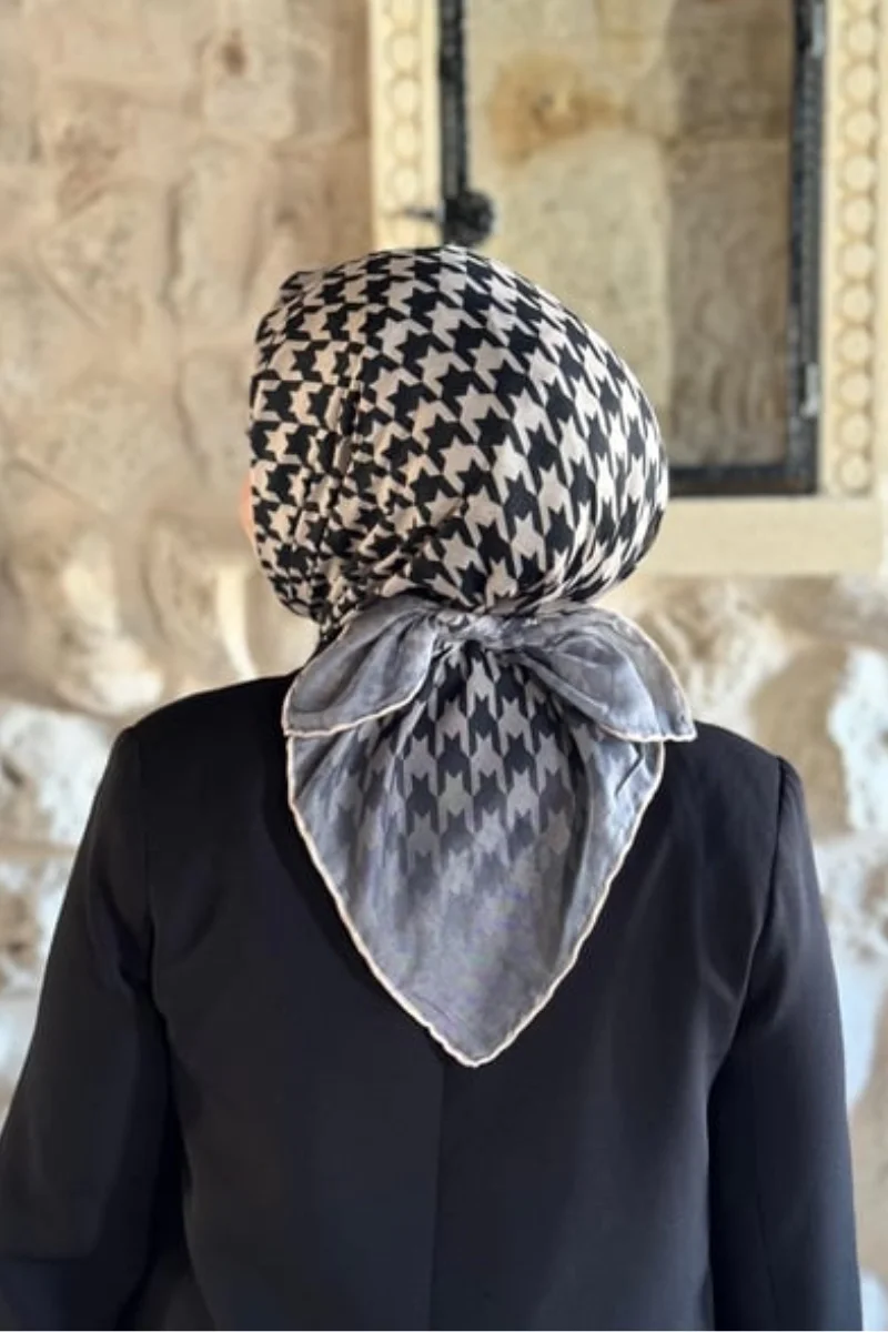 Kazayağı Desen Eşarp Pamuk Soft - Taş
