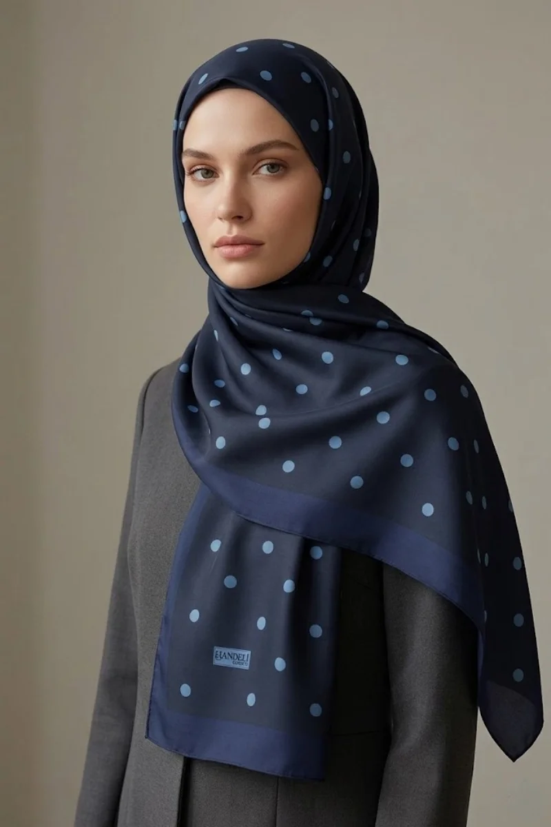 Puantiyeli Model Retro Desen Şal - 5