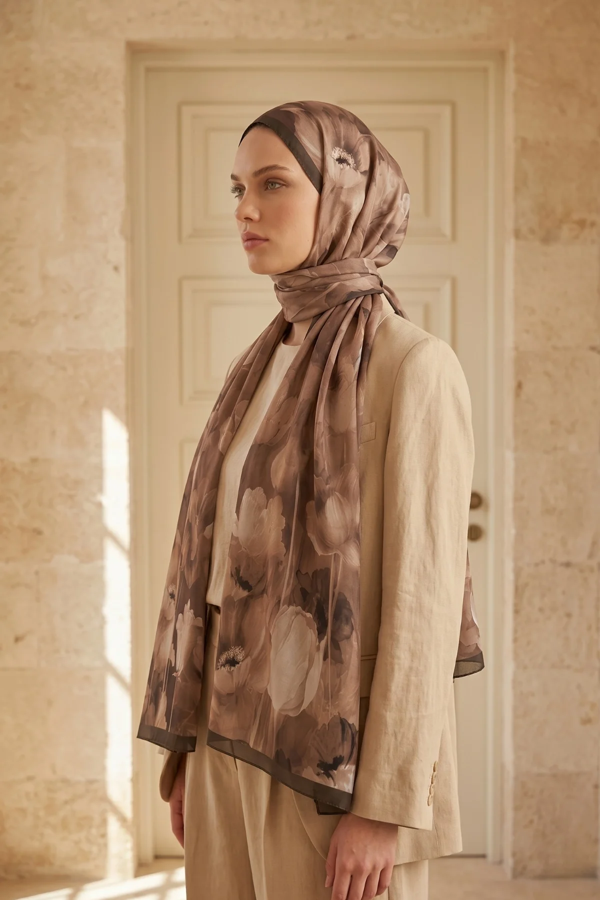 Spring Model Retro Desen Şal Lale - 15