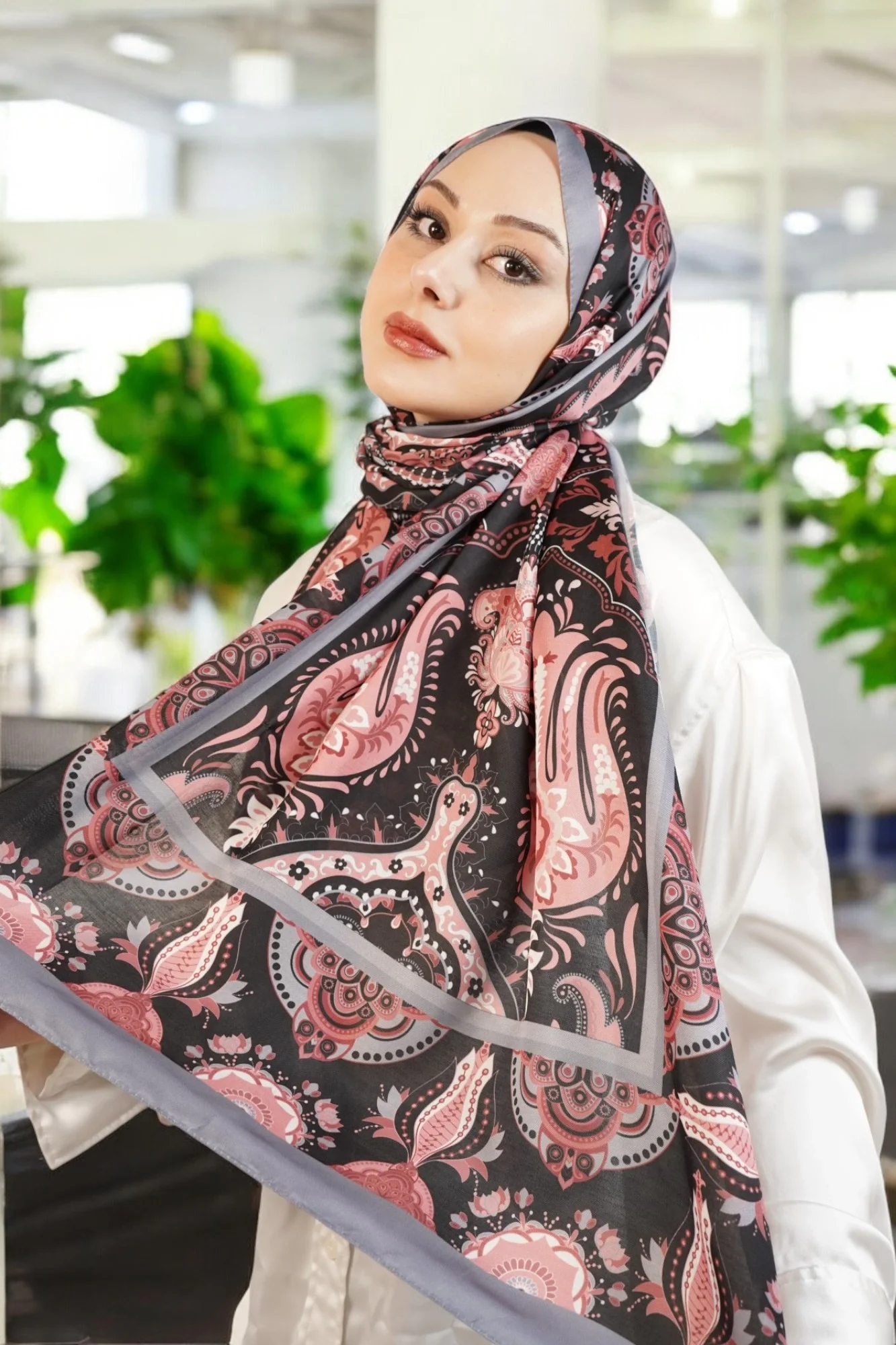 Bohemian Model Retro Şal - Pembe - Gri