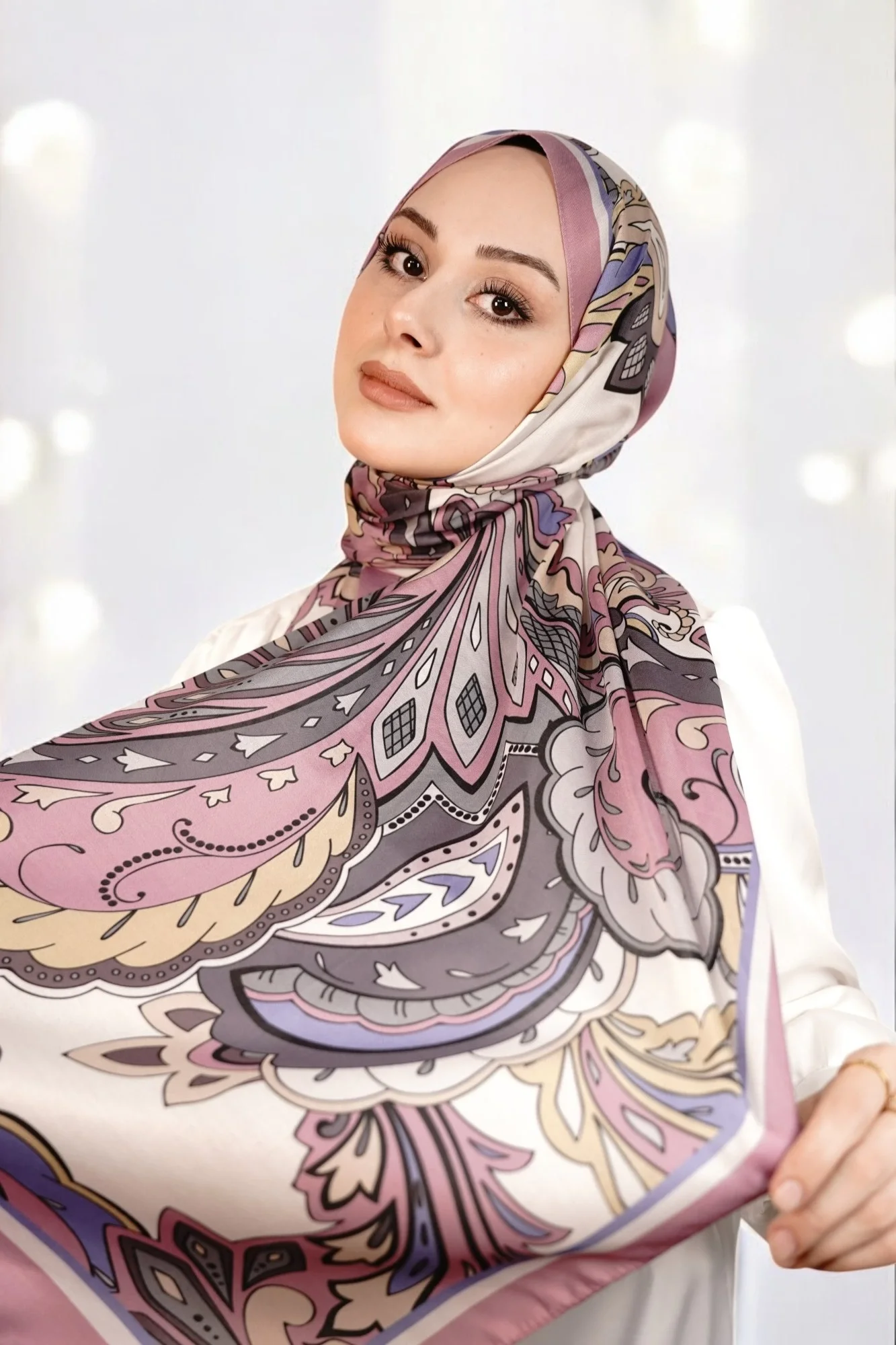 Mona Model Retro Şal - Pudra Pembe