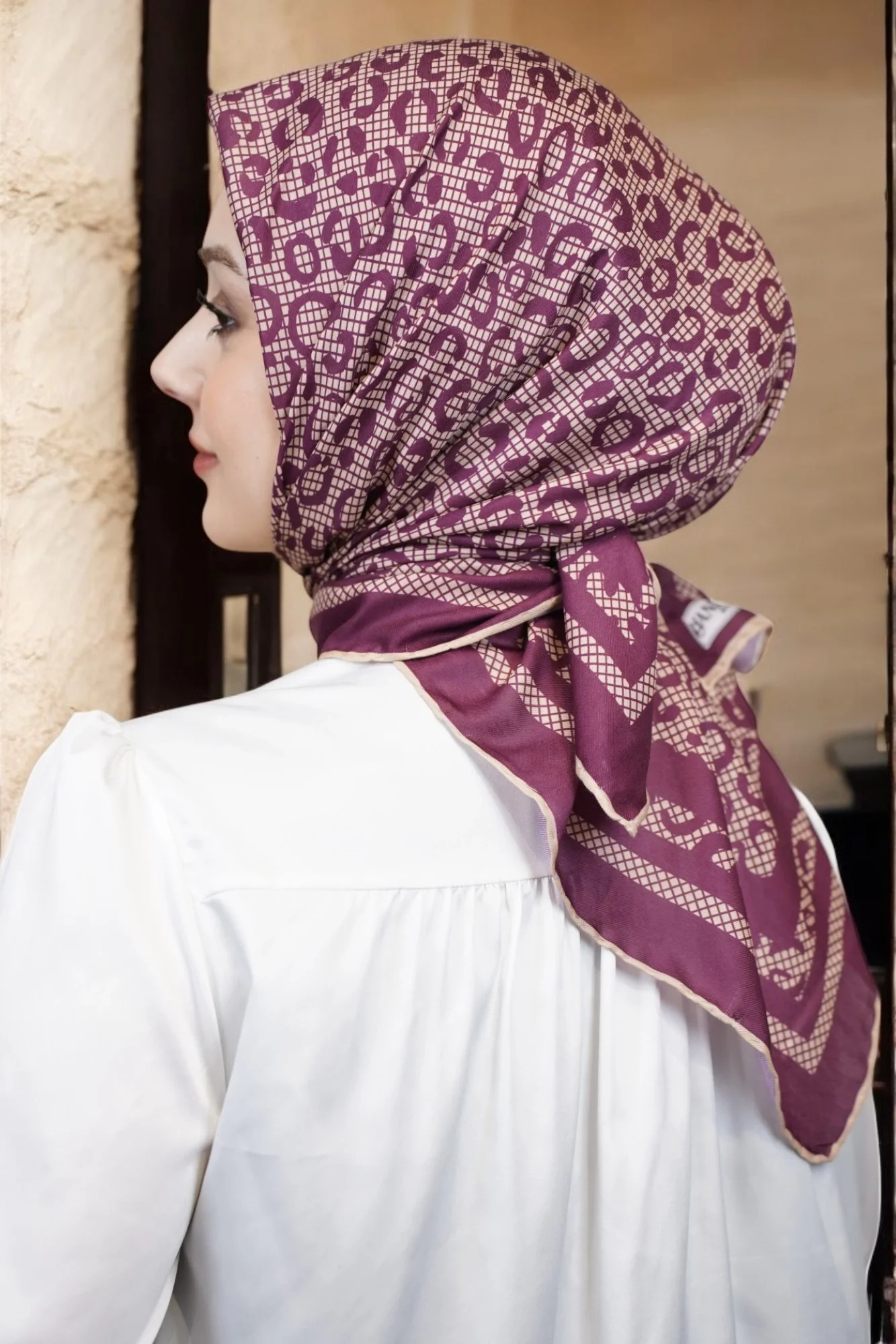 Leopar Desen Eşarp Pamuk Soft - Bordo